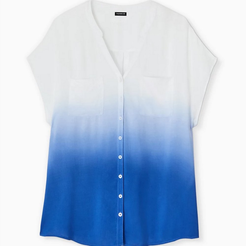 Sapphire Blue Dip-Dye Challis Button Dolman 0/L/12